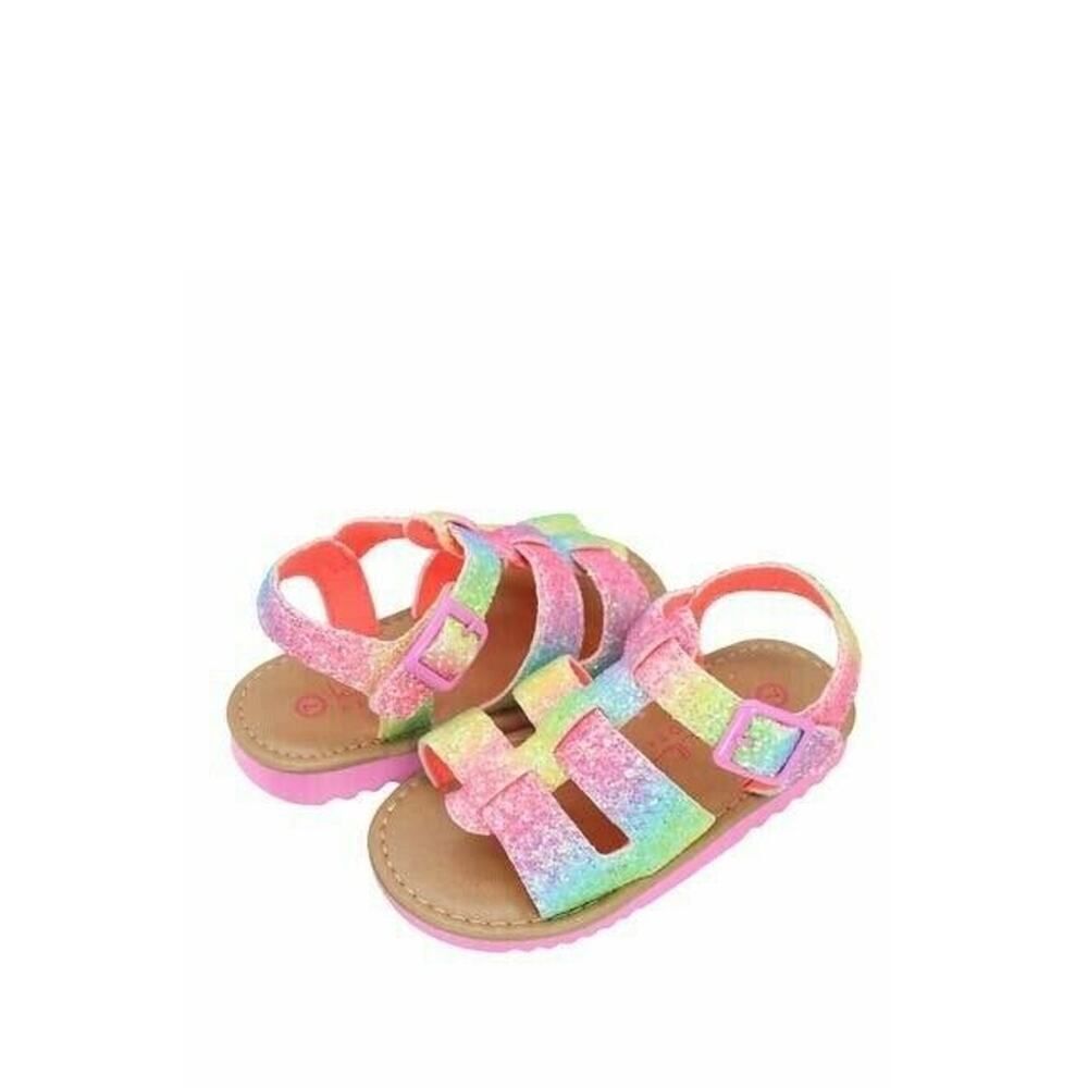 NICOLE MILLER Chunky Glitter Sandals Rainbow Summer Toddler Girls NEW Designer 9